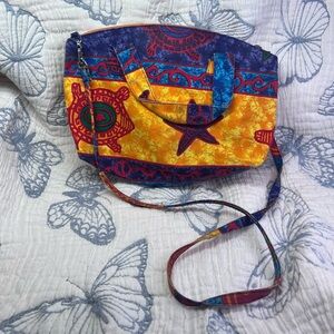 Sun n Sand Tropical Turtle/Starfish Small Crossbody Beach Bag Purple & Orange